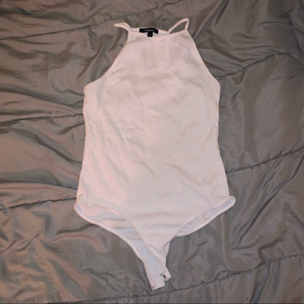 White ribbed bodysuit